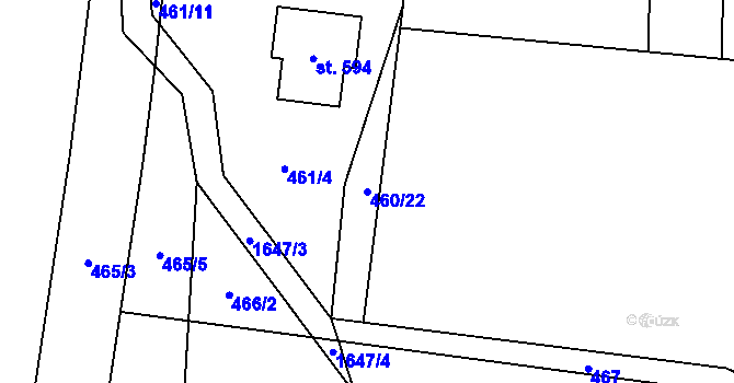 Parcela st. 460/22 v KÚ Doubravník, Katastrální mapa