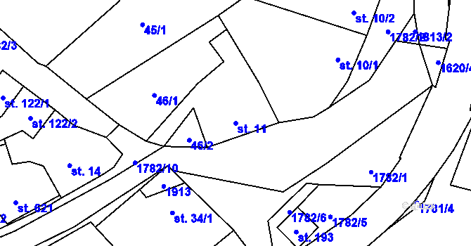 Parcela st. 11 v KÚ Doubravník, Katastrální mapa