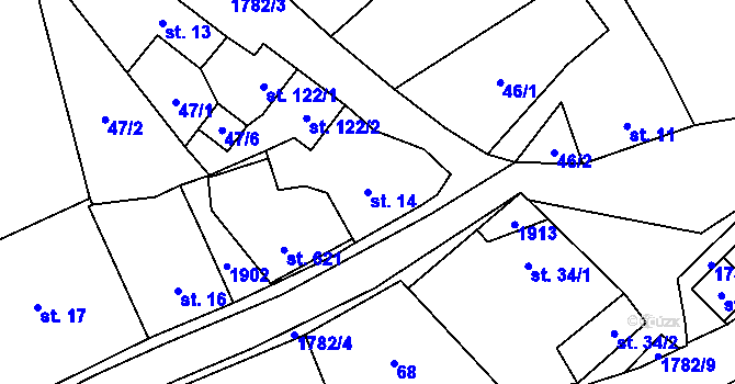 Parcela st. 14 v KÚ Doubravník, Katastrální mapa