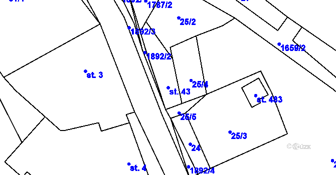 Parcela st. 43 v KÚ Doubravník, Katastrální mapa