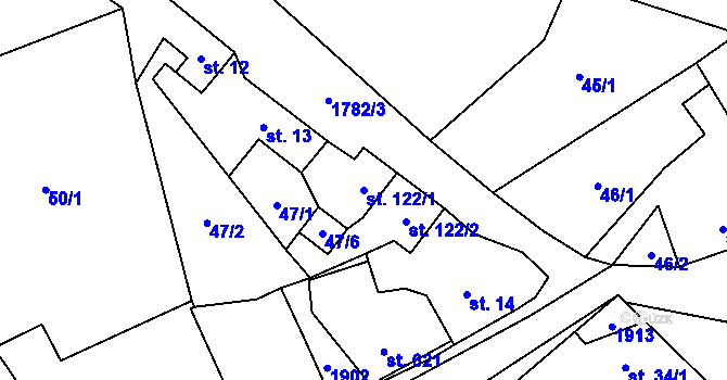 Parcela st. 122/1 v KÚ Doubravník, Katastrální mapa