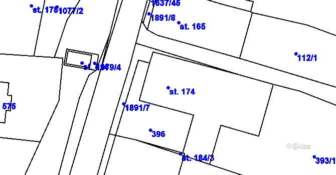 Parcela st. 174 v KÚ Doubravník, Katastrální mapa