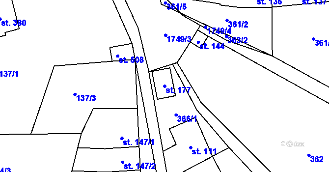 Parcela st. 177 v KÚ Doubravník, Katastrální mapa