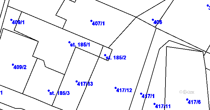 Parcela st. 185/2 v KÚ Doubravník, Katastrální mapa