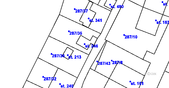 Parcela st. 246 v KÚ Doubravník, Katastrální mapa