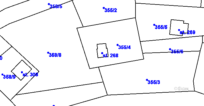Parcela st. 268 v KÚ Doubravník, Katastrální mapa