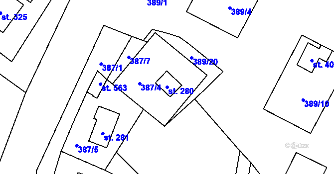 Parcela st. 280 v KÚ Doubravník, Katastrální mapa