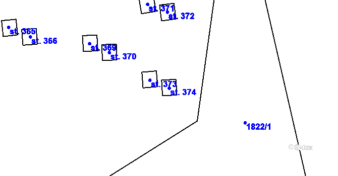 Parcela st. 374 v KÚ Doubravník, Katastrální mapa