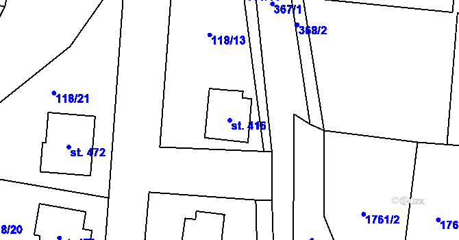 Parcela st. 416 v KÚ Doubravník, Katastrální mapa