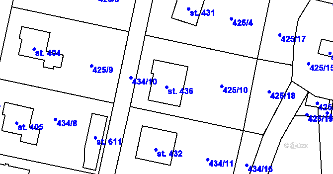 Parcela st. 436 v KÚ Doubravník, Katastrální mapa