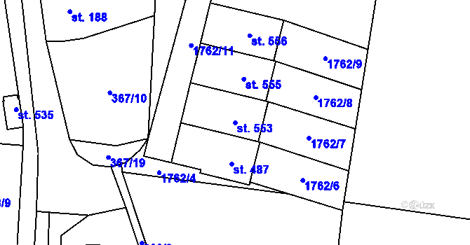 Parcela st. 553 v KÚ Doubravník, Katastrální mapa
