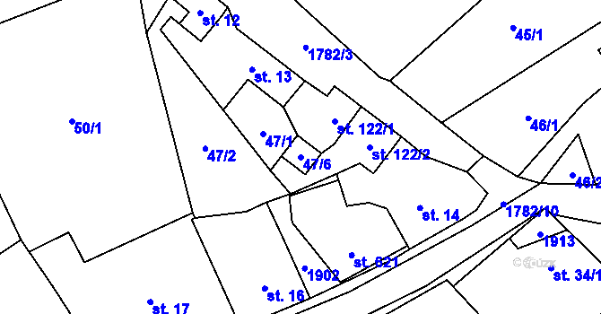 Parcela st. 47/6 v KÚ Doubravník, Katastrální mapa