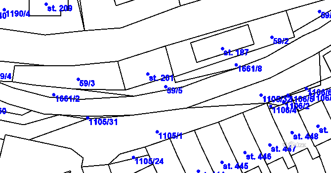 Parcela st. 59/5 v KÚ Doubravník, Katastrální mapa