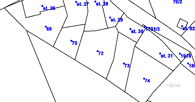 Parcela st. 72 v KÚ Doubravník, Katastrální mapa