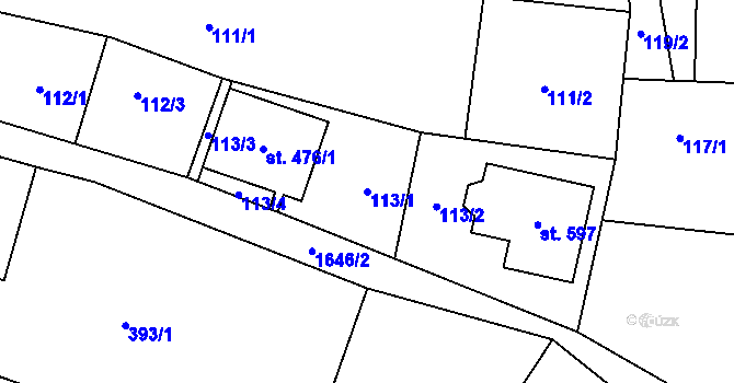 Parcela st. 113/1 v KÚ Doubravník, Katastrální mapa