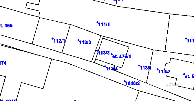 Parcela st. 113/3 v KÚ Doubravník, Katastrální mapa