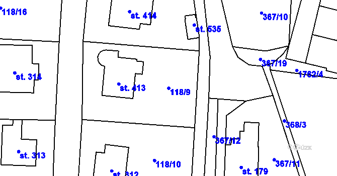 Parcela st. 118/9 v KÚ Doubravník, Katastrální mapa