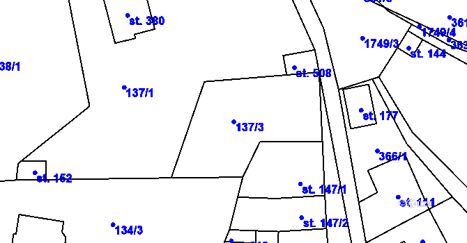 Parcela st. 137/3 v KÚ Doubravník, Katastrální mapa