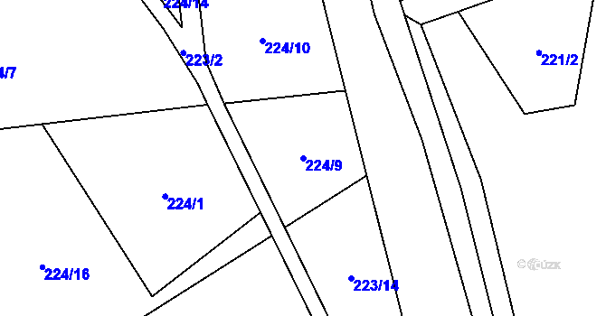 Parcela st. 224/9 v KÚ Doubravník, Katastrální mapa