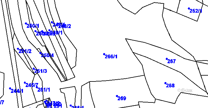 Parcela st. 266/1 v KÚ Doubravník, Katastrální mapa