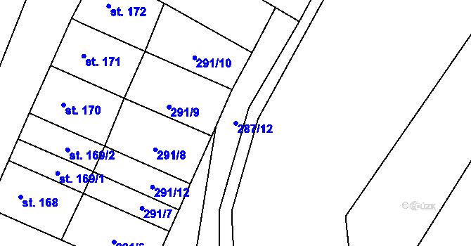 Parcela st. 287/12 v KÚ Doubravník, Katastrální mapa