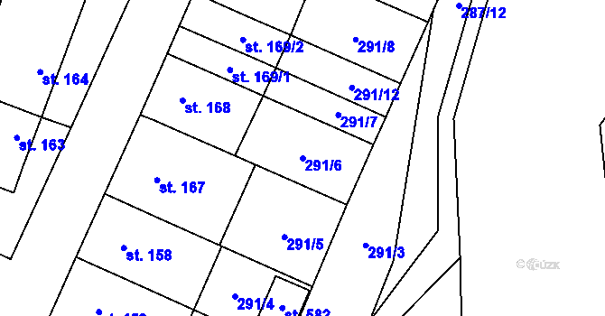 Parcela st. 291/6 v KÚ Doubravník, Katastrální mapa