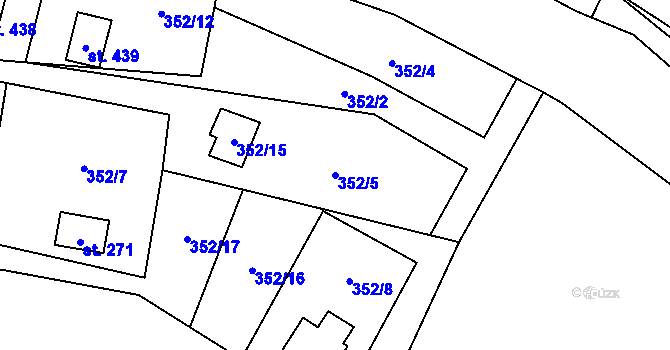 Parcela st. 352/5 v KÚ Doubravník, Katastrální mapa