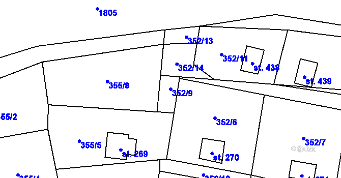 Parcela st. 352/9 v KÚ Doubravník, Katastrální mapa
