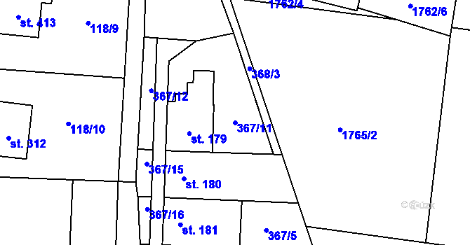 Parcela st. 367/11 v KÚ Doubravník, Katastrální mapa