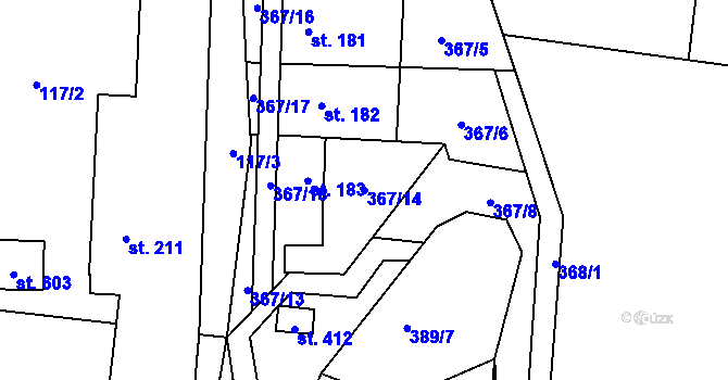 Parcela st. 367/14 v KÚ Doubravník, Katastrální mapa