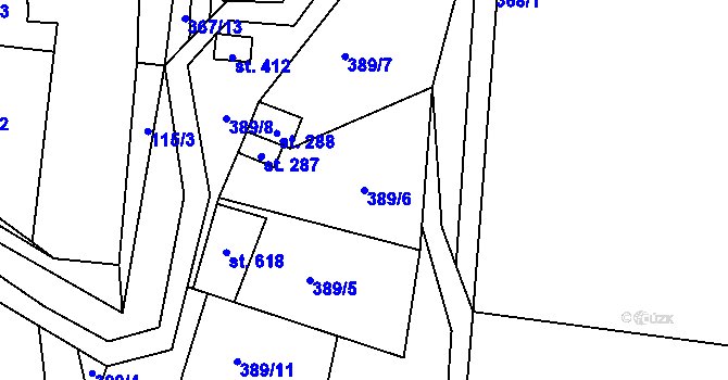 Parcela st. 389/6 v KÚ Doubravník, Katastrální mapa