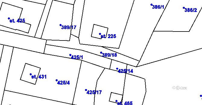 Parcela st. 389/18 v KÚ Doubravník, Katastrální mapa