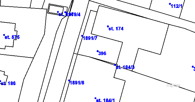 Parcela st. 396 v KÚ Doubravník, Katastrální mapa