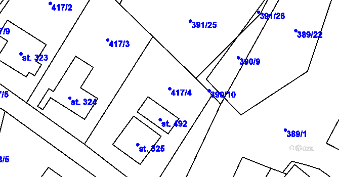 Parcela st. 417/4 v KÚ Doubravník, Katastrální mapa