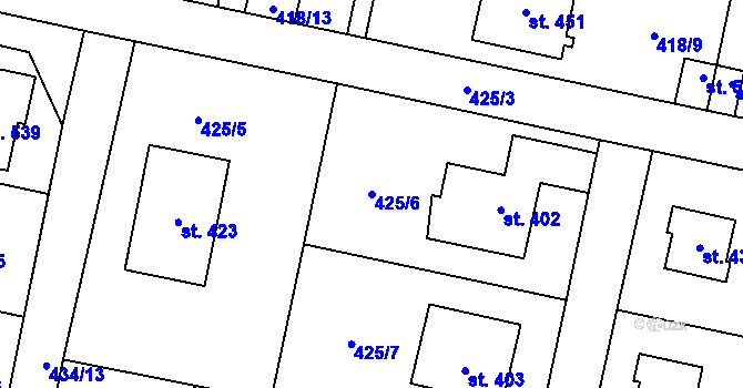 Parcela st. 425/6 v KÚ Doubravník, Katastrální mapa