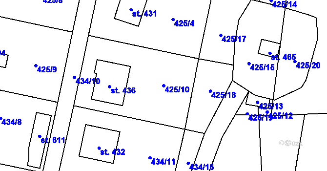 Parcela st. 425/10 v KÚ Doubravník, Katastrální mapa