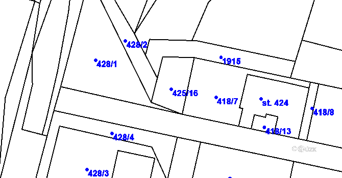 Parcela st. 425/16 v KÚ Doubravník, Katastrální mapa