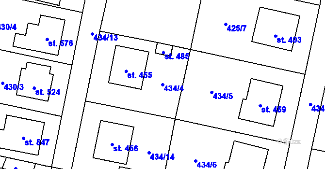 Parcela st. 434/4 v KÚ Doubravník, Katastrální mapa
