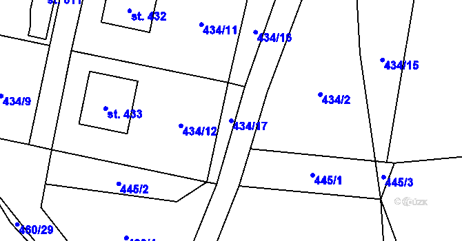 Parcela st. 434/17 v KÚ Doubravník, Katastrální mapa