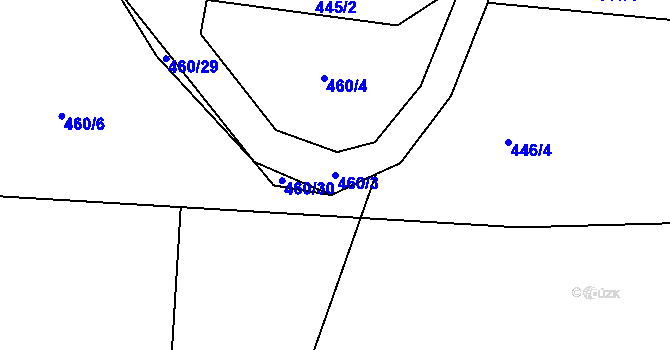 Parcela st. 460/3 v KÚ Doubravník, Katastrální mapa