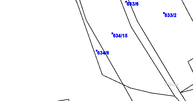 Parcela st. 634/8 v KÚ Doubravník, Katastrální mapa
