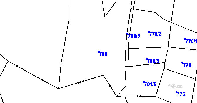 Parcela st. 786 v KÚ Doubravník, Katastrální mapa