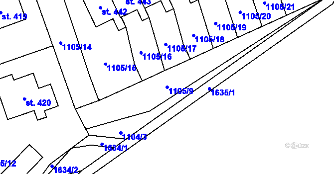 Parcela st. 1105/9 v KÚ Doubravník, Katastrální mapa