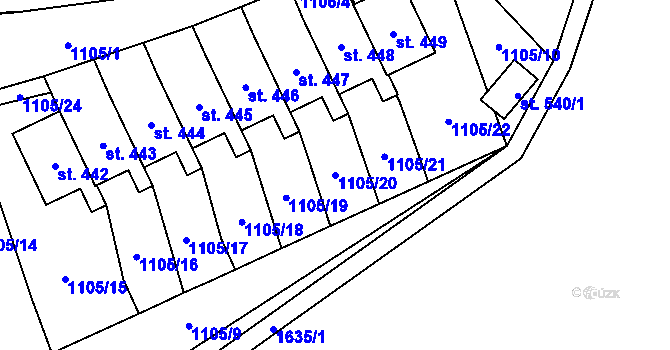 Parcela st. 1105/20 v KÚ Doubravník, Katastrální mapa