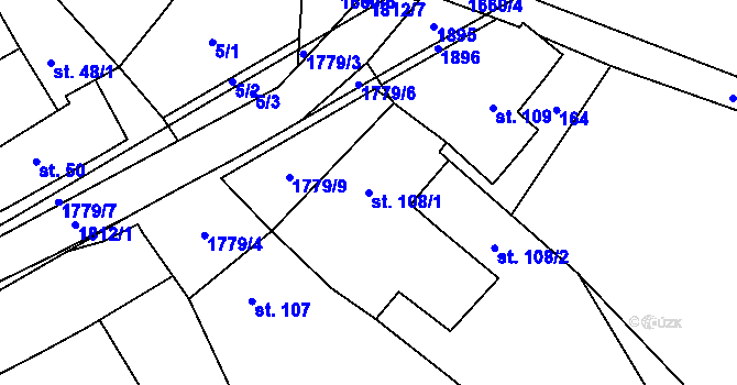 Parcela st. 108/1 v KÚ Doubravník, Katastrální mapa