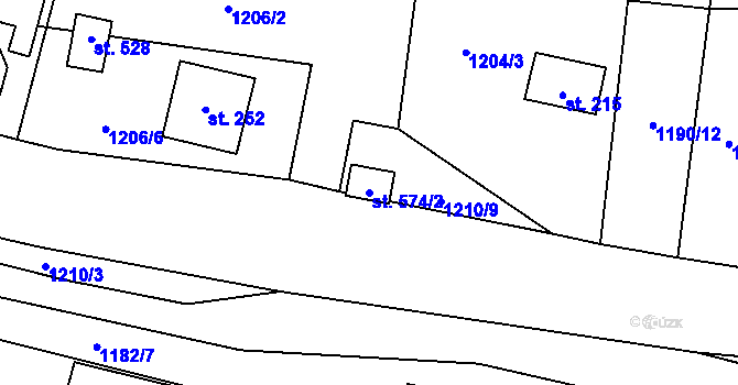 Parcela st. 574/2 v KÚ Doubravník, Katastrální mapa