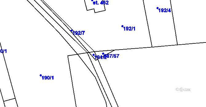 Parcela st. 287/57 v KÚ Doubravník, Katastrální mapa