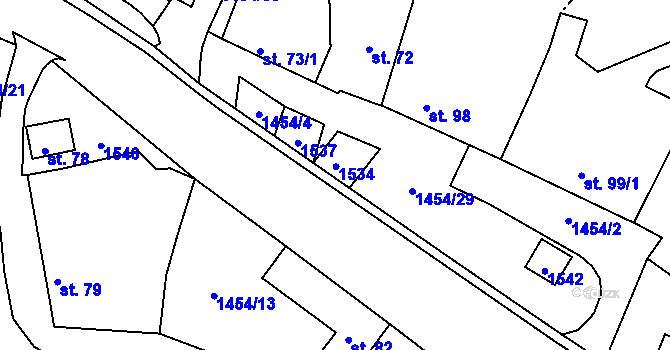 Parcela st. 97 v KÚ Doubravy, Katastrální mapa