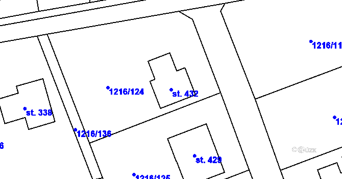 Parcela st. 432 v KÚ Doubravy, Katastrální mapa