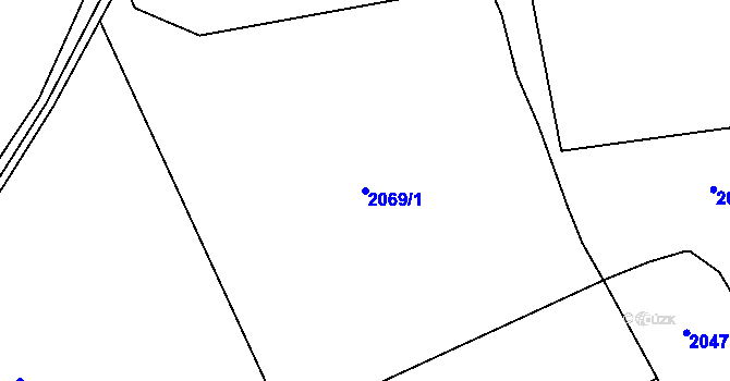 Parcela st. 2069/1 v KÚ Doubravy, Katastrální mapa